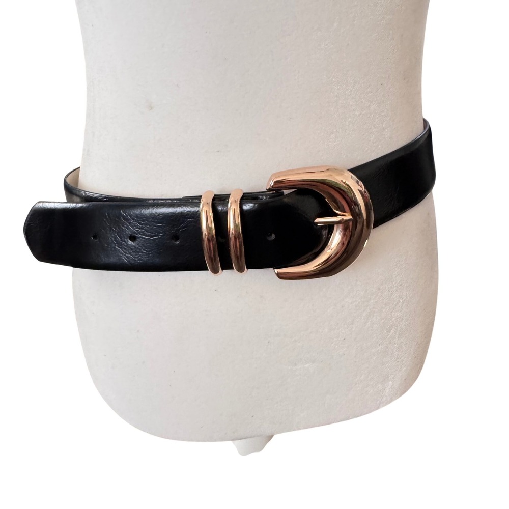 Nine West Black Belt with Gold Buckle